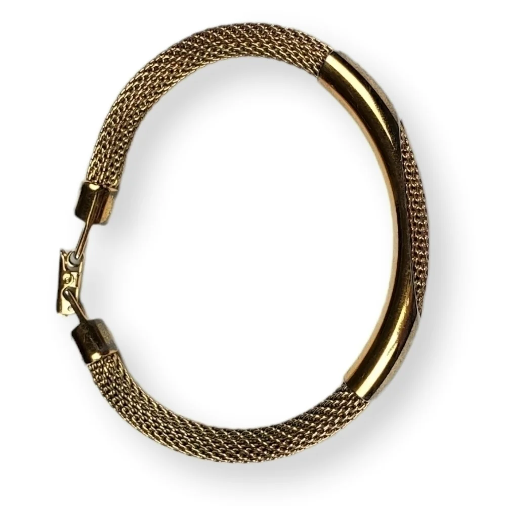 Vintage Chain Mesh Bracelet Avon 1979 Shimmering Cord Gold Plated 70s ~7